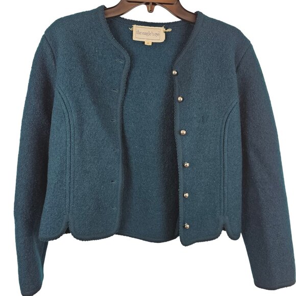 The Eagles Eye Women Cardigan 10 Emerald Green Heavy Warm Vintage Preppy Sweater - Picture 1 of 13